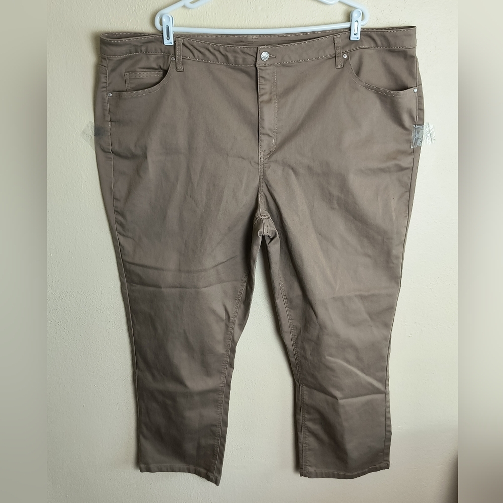 Catherines Brown Chinos Versatile Cotton Blend Plus Size 32W Casual - Picture 2 of 11
